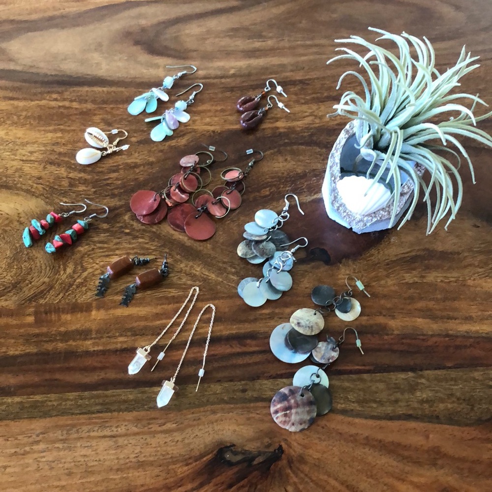 Bundle of Shell and Natural Stone earrings (9)